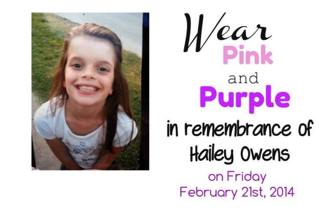 Wear Pink & Purple Friday: In Hailey Owens Memory (what a precious little angel) Please Share!!!!